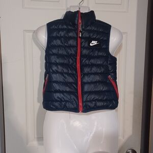 Nike Navy Puffer Vest with Red Accents Reversible 6 Todler M
